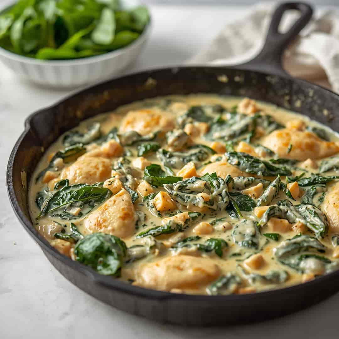 Creamy Chicken Spinach Lunch Skillet Recipe