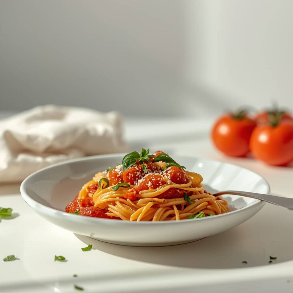 Simple Tomato Basil Pasta Lunch Recipe