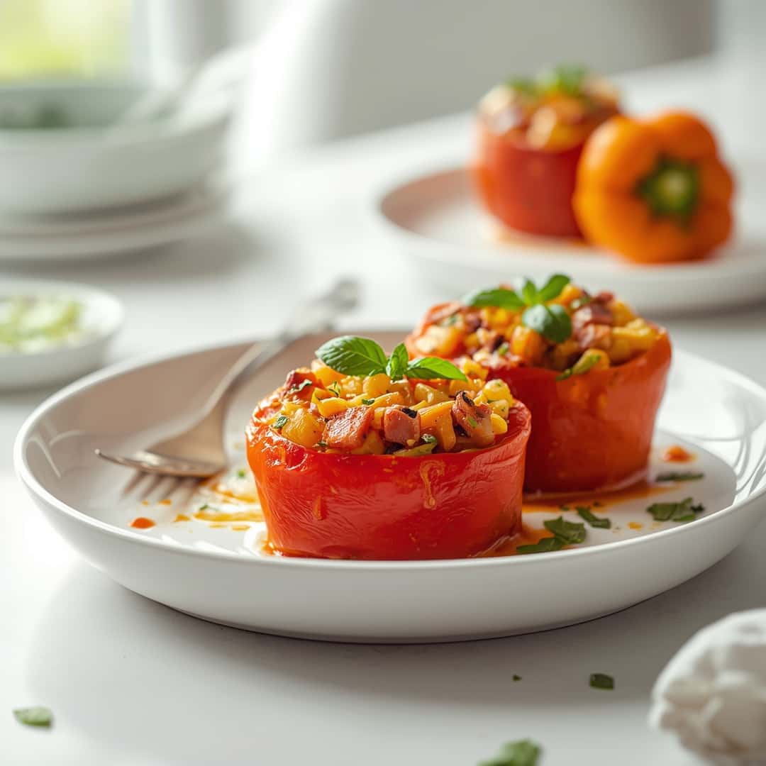 Vegetable Rice Stuffed Peppers for Lunch